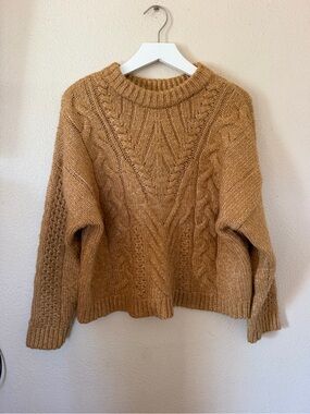 a new day Tan Cable Knit Crewneck Sweater